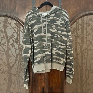 Lucky Brand Camoflauge Hoodie with Distressed Hemline